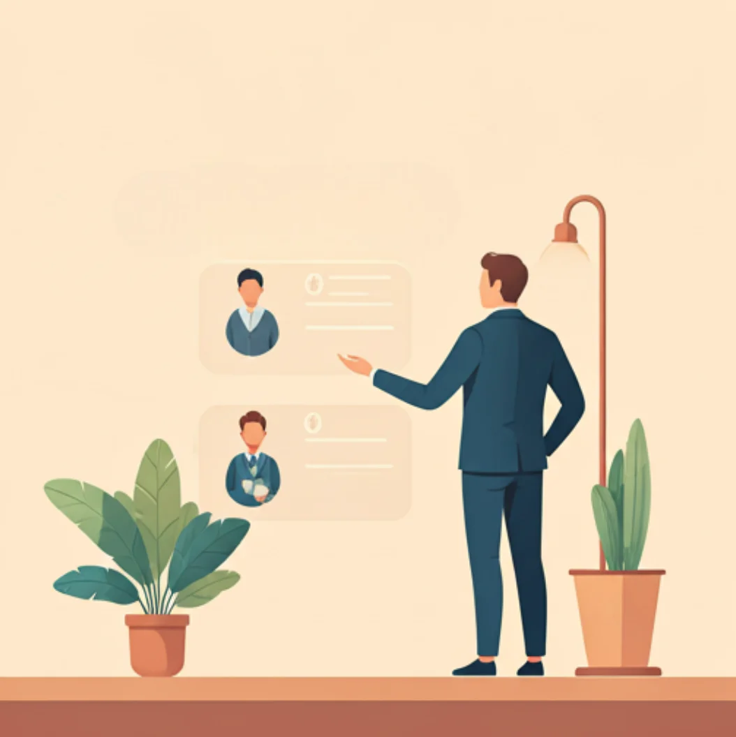 Illustration d'un manager assignant des tâches à deux membres de l'équipe